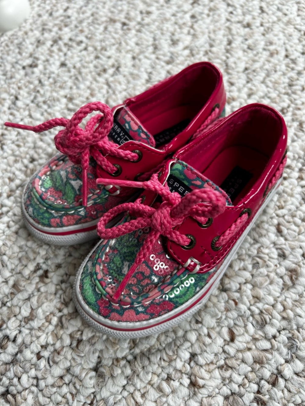 Sperry Topsider girls floral sequin boat shoes size toddler 6